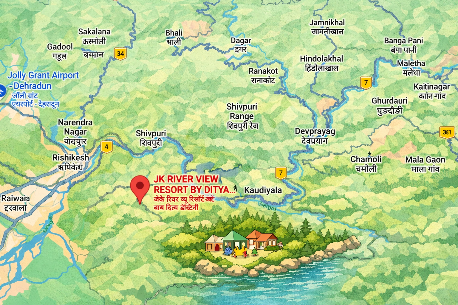 JK River View Resort Location Map